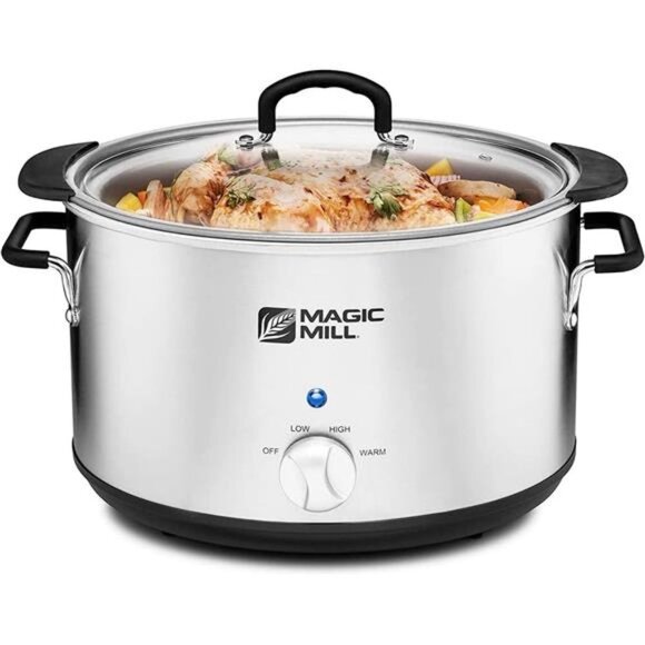 Extra-Large 10 Quart Slow Cooker With Metal Searing Pot